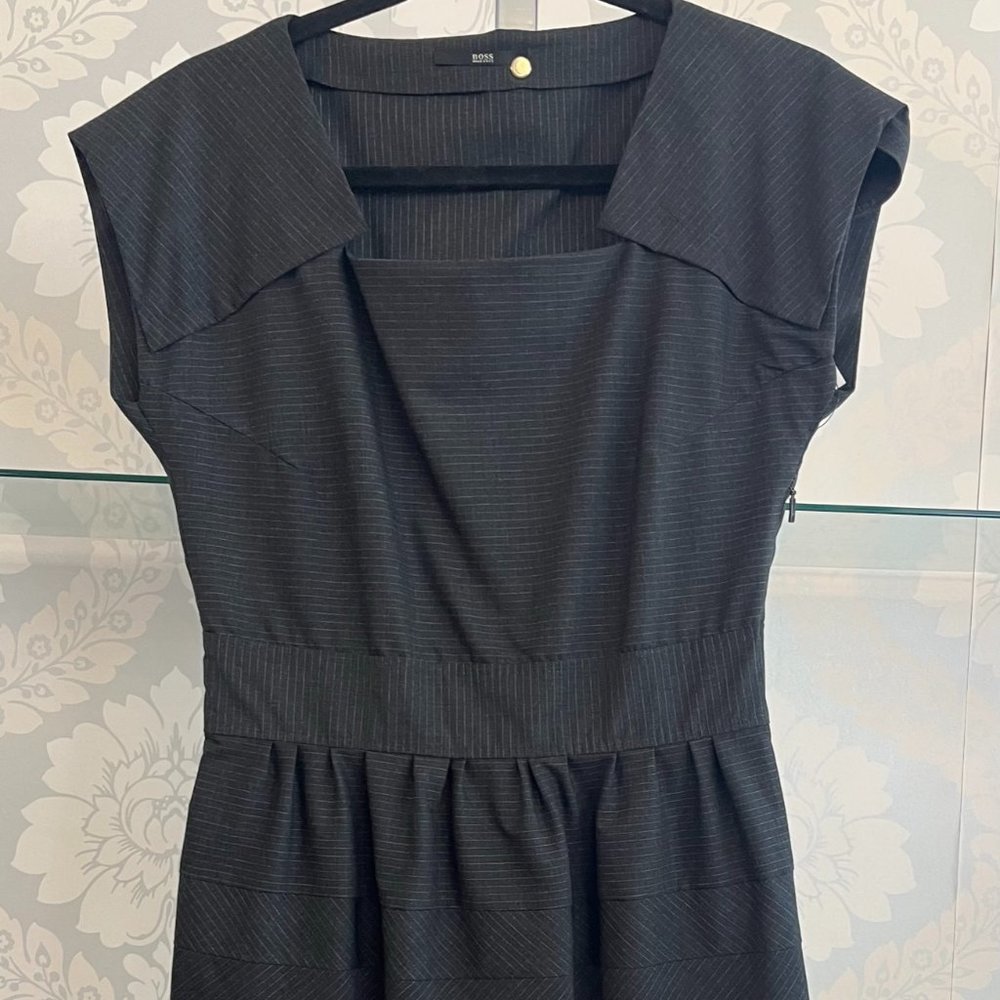 BOSS / HUGO BOSS Pinstriped Cap Sleeve Little Black Dress